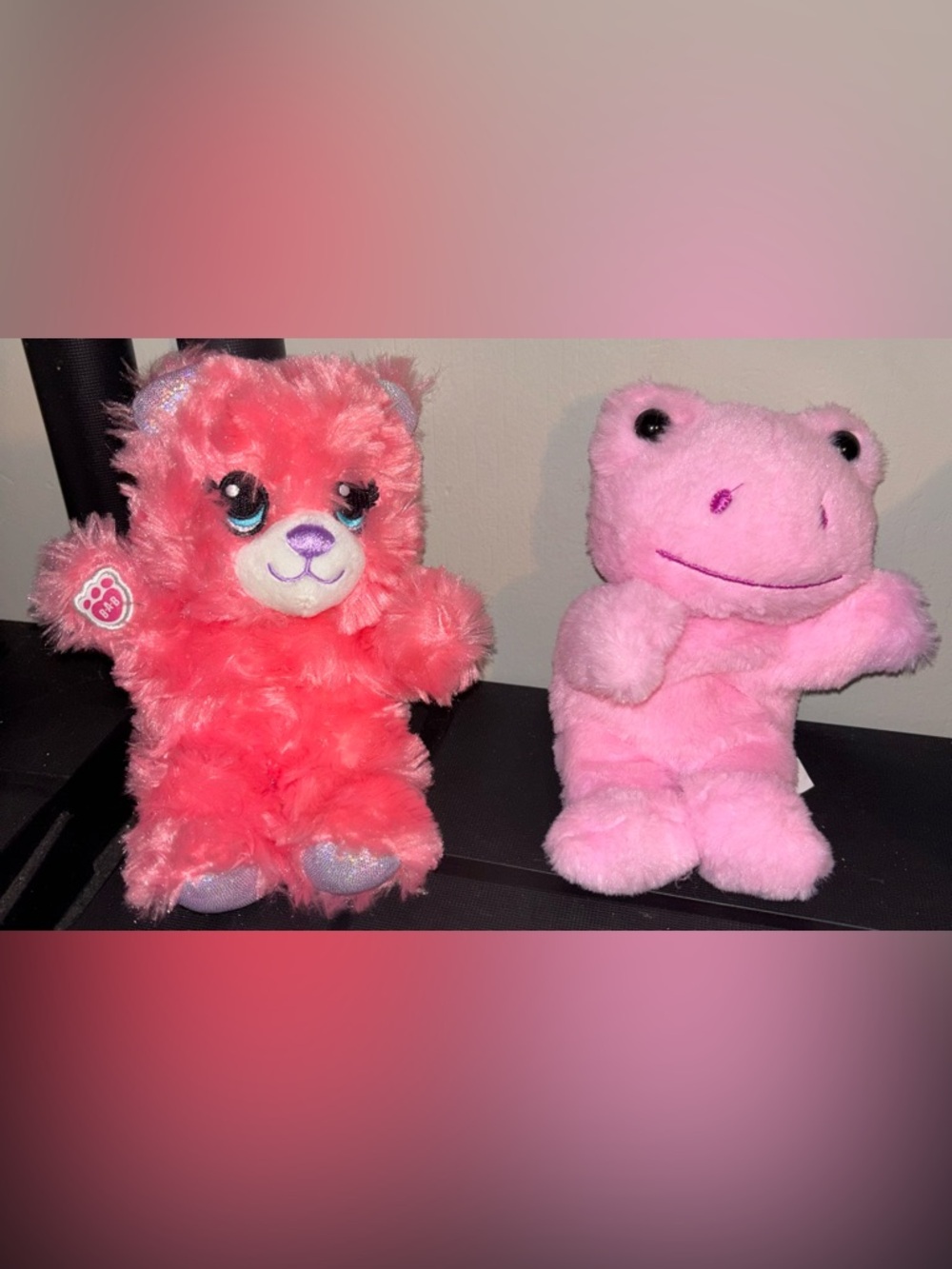 Pink frog and bear mini BAB plush
